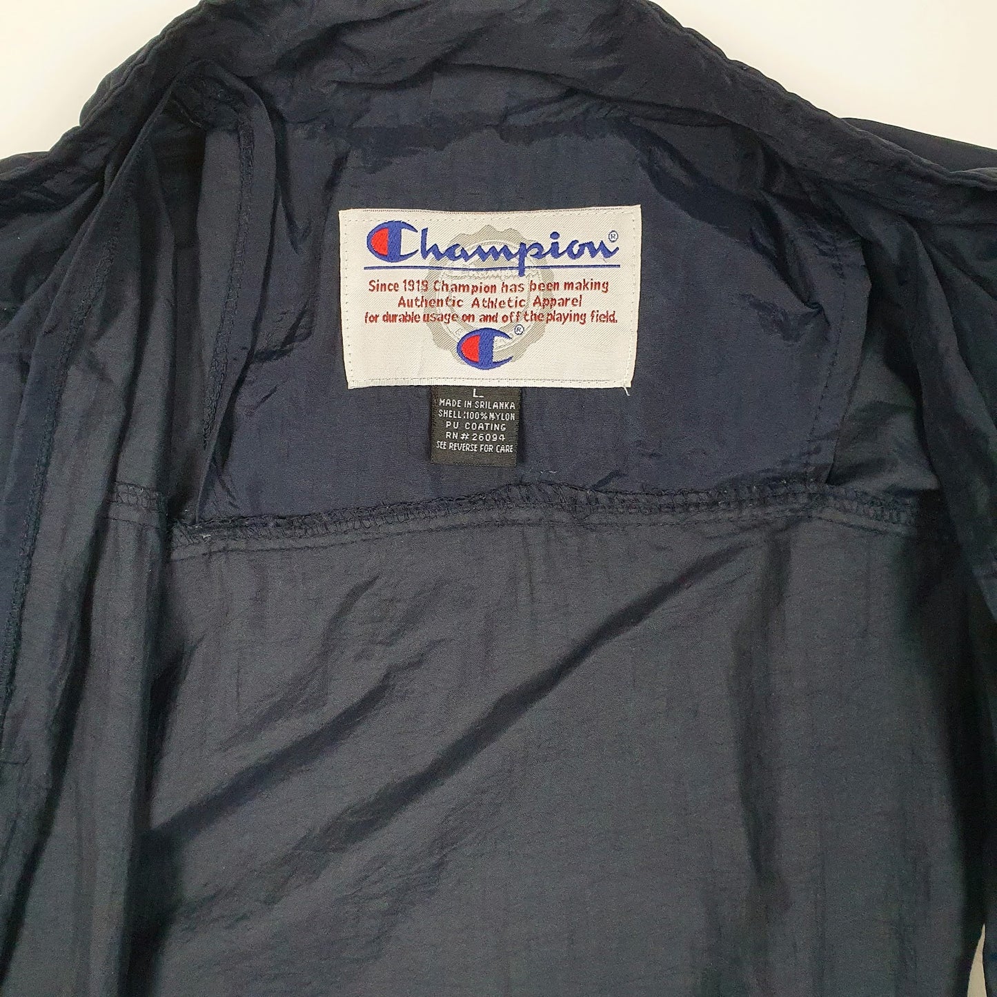 Mens Navy Champion Vintage 90s Michigan University Gilet Coat