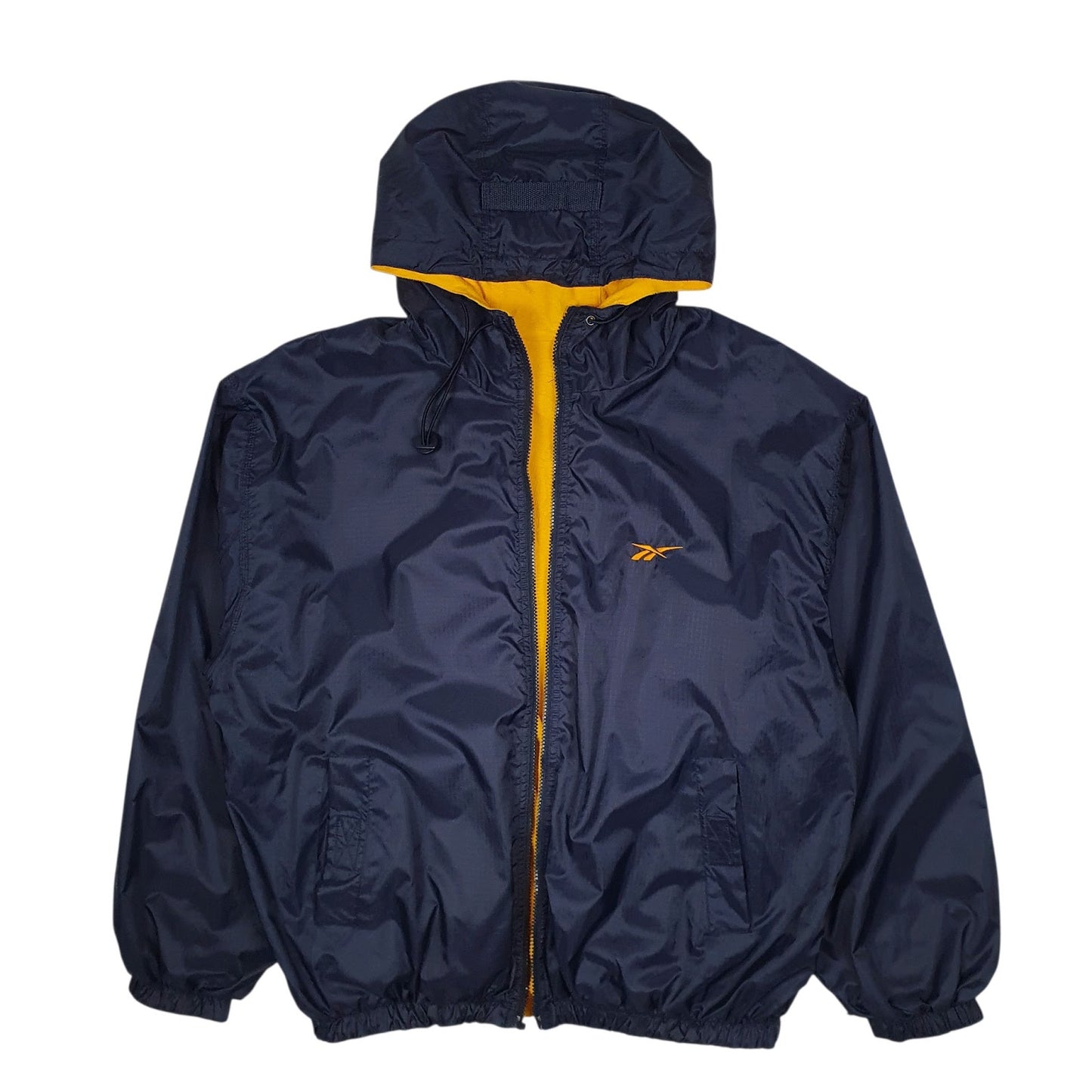 Mens Navy Reebok Reversible Fleece Lined Hoodie Coat