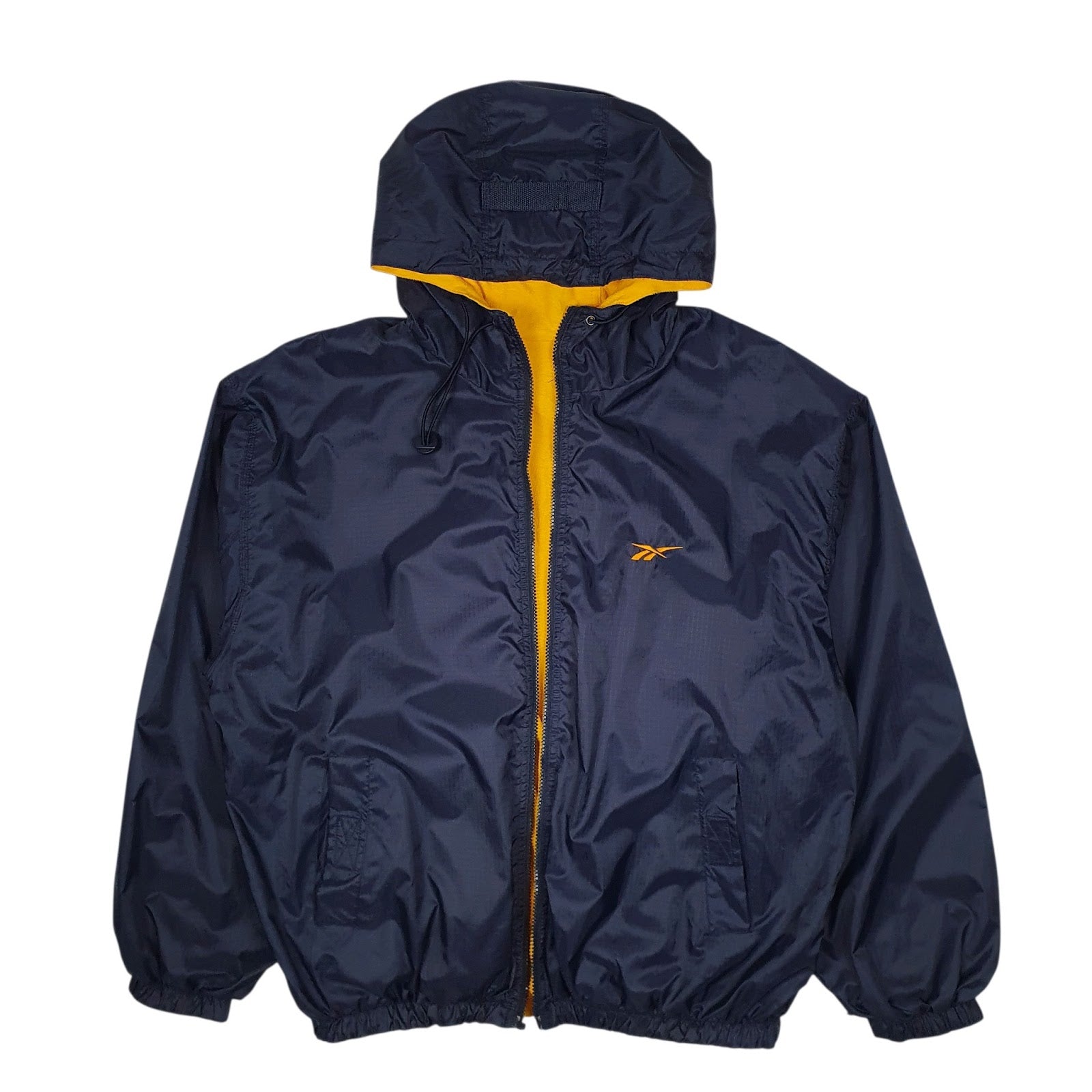 Mens Navy Reebok Reversible Fleece Lined Hoodie Coat