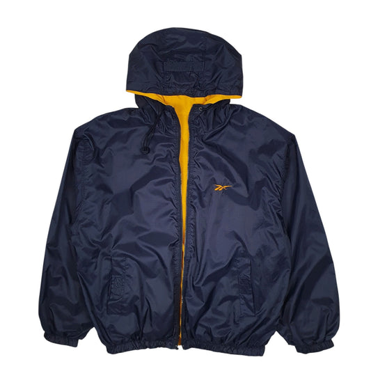 Mens Navy Reebok Reversible Fleece Lined Hoodie Coat