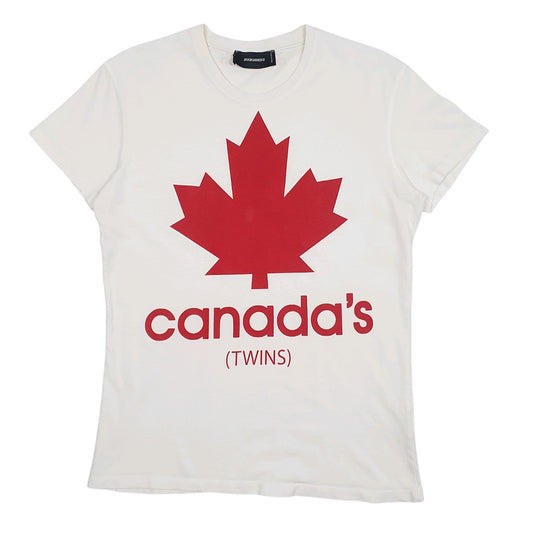 Mens White Dsquared2 Canada's Twins Made In Italy Short Sleeve T Shirt