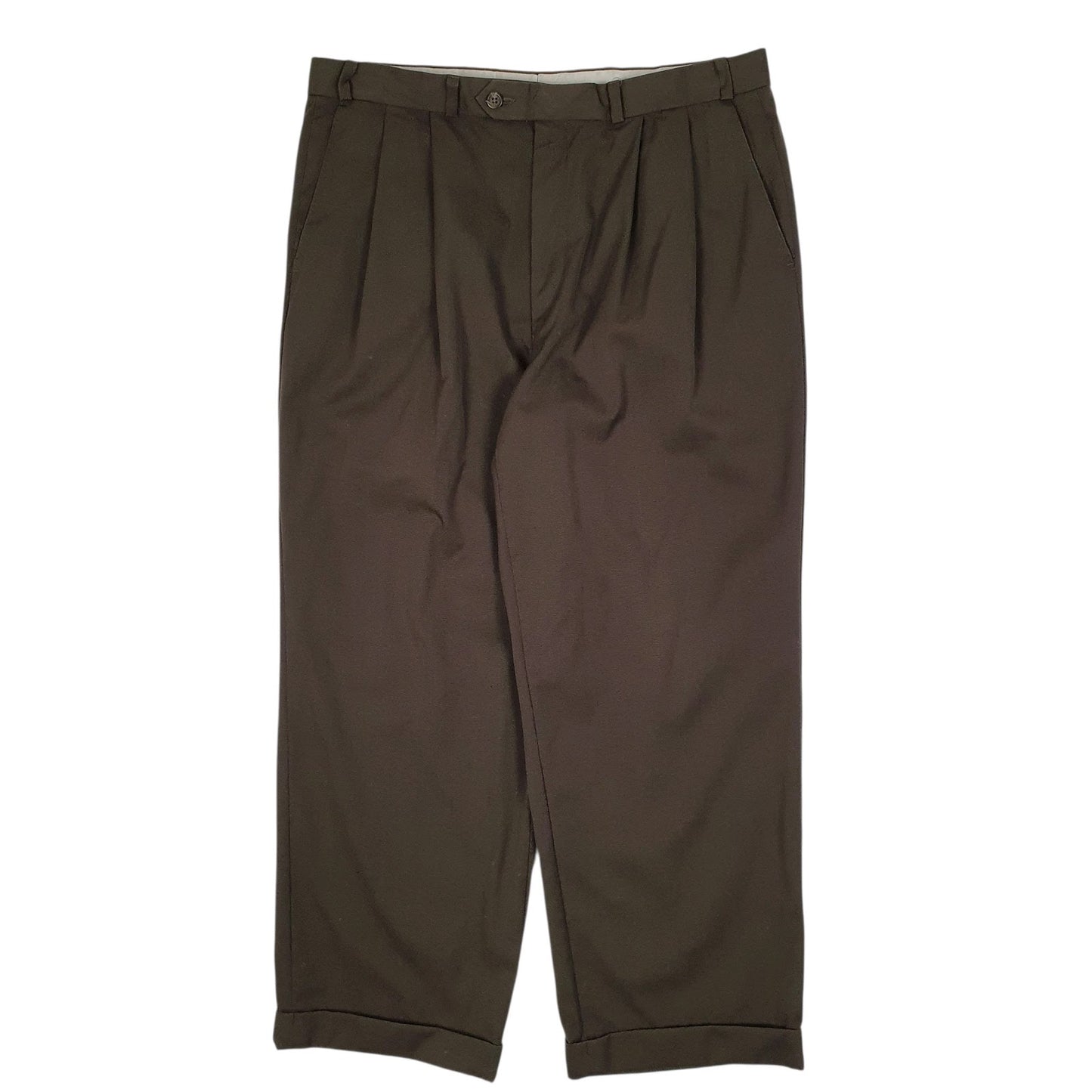 Mens Brown Ralph Lauren Polo University Vintage 90s Double Pleated Formal Trousers