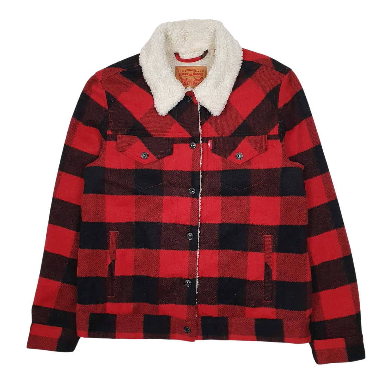 Womens Red Levis Sherpa Lined  Coat