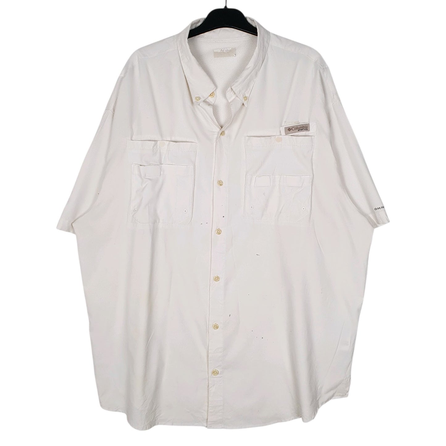 Mens White Columbia Sportswear Company PFG Fishing Omni Shade Short Sleeve Shirt