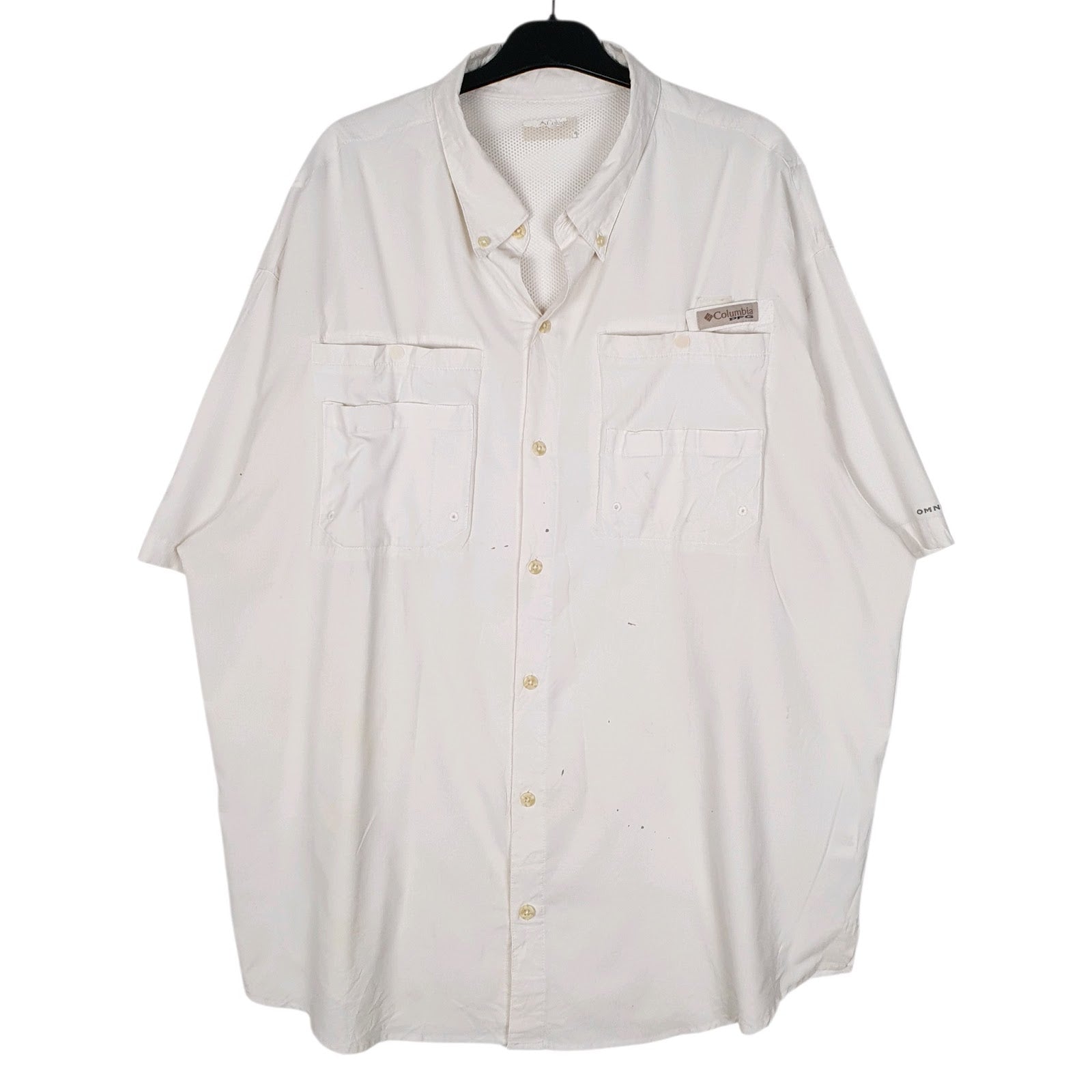 Mens White Columbia Sportswear Company PFG Fishing Omni Shade Short Sleeve Shirt