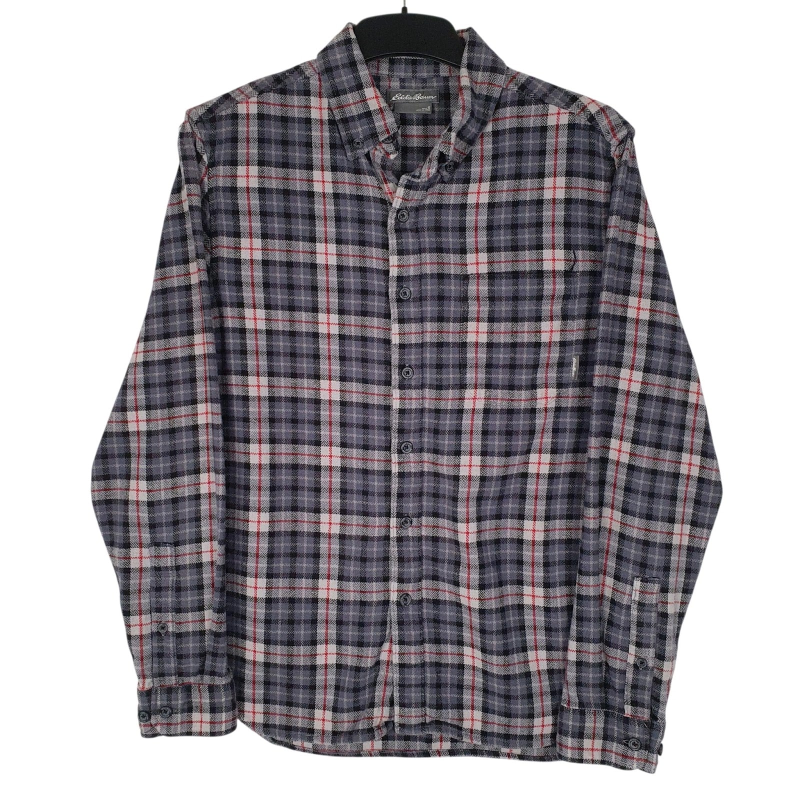Mens Grey Eddie Bauer Flannel Long Sleeve Shirt