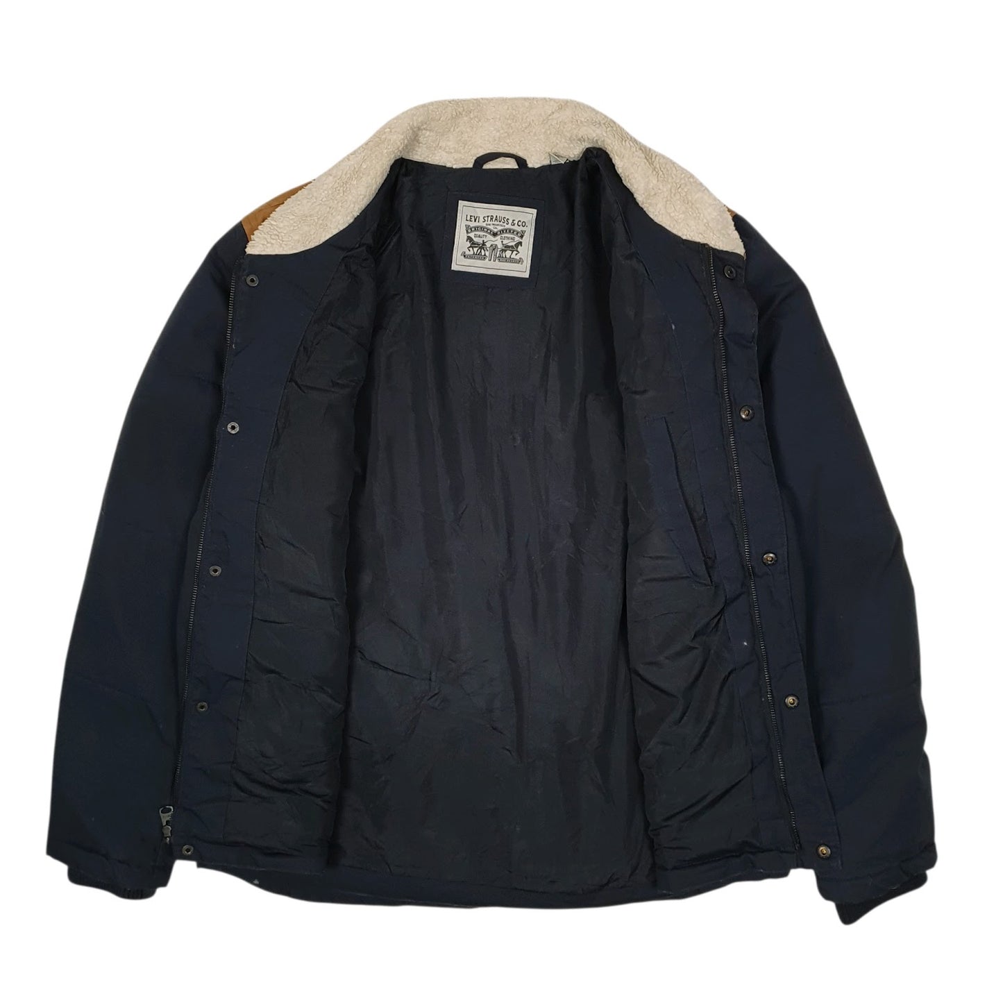 Mens Navy Levis Windbreaker Sherpa  Coat