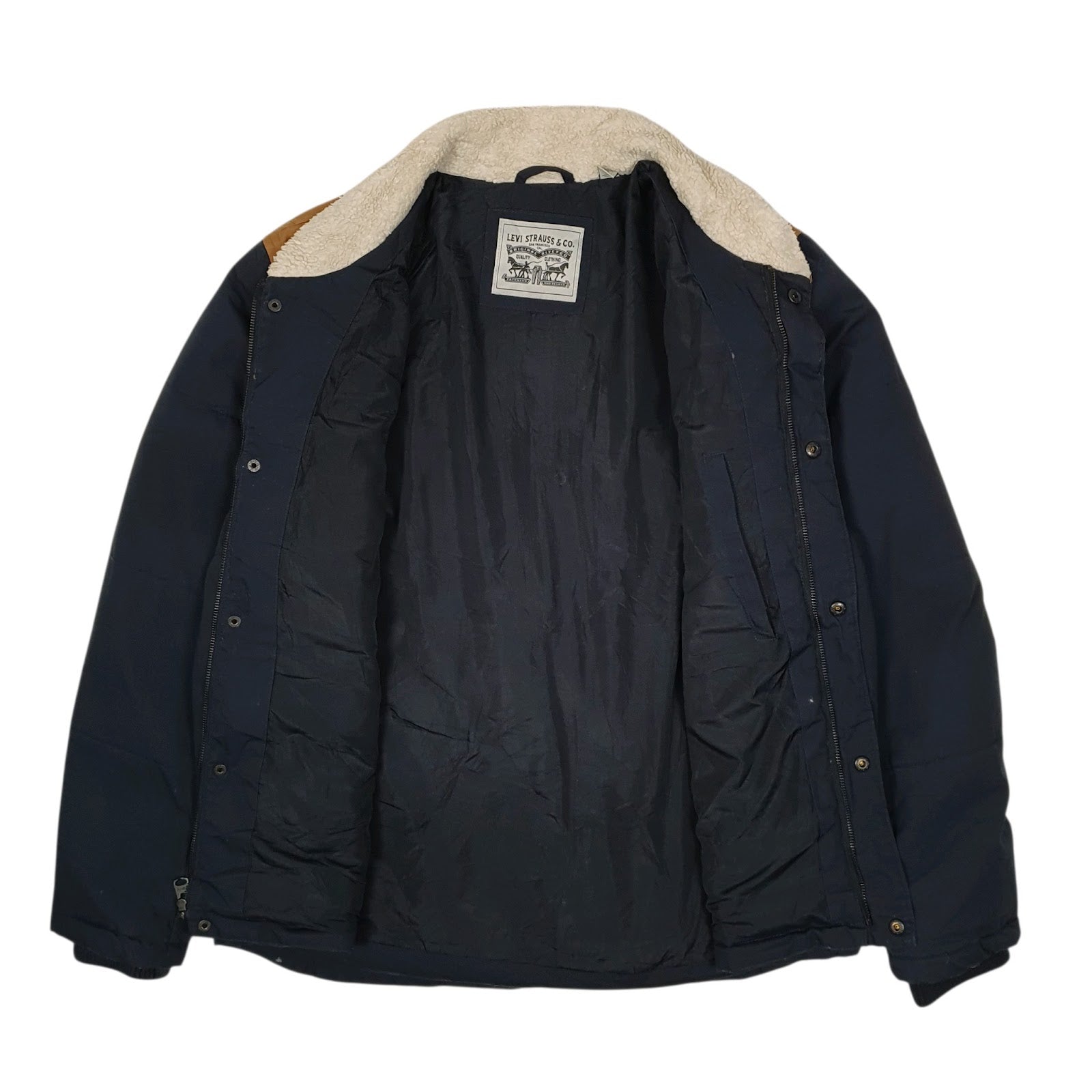 Mens Navy Levis Windbreaker Sherpa  Coat
