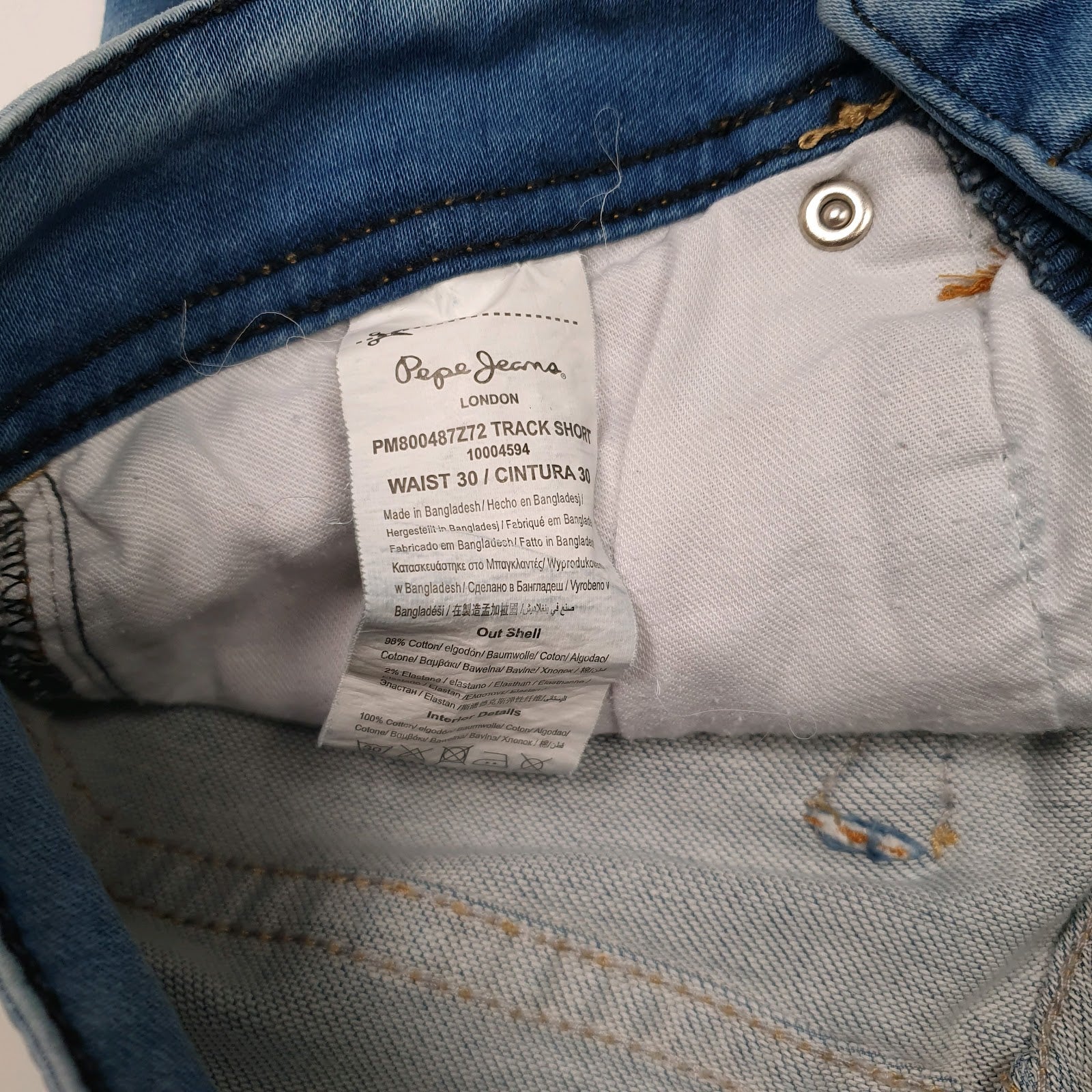 Mens Blue Pepe Jeans Acid Wash  Shorts