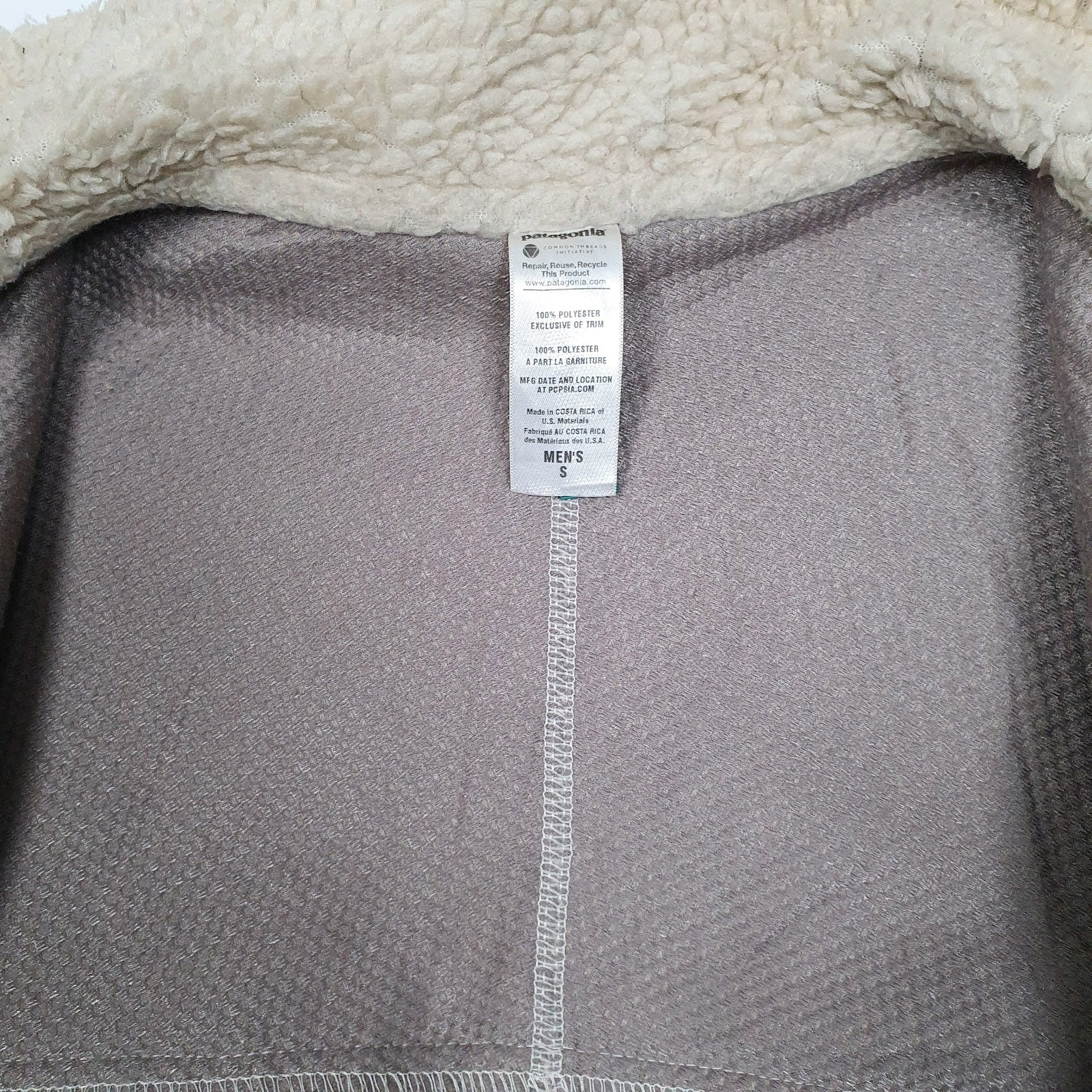 Mens Cream Patagonia Classic Retro X Sherpa Pile Fleece Full Zip Jumper