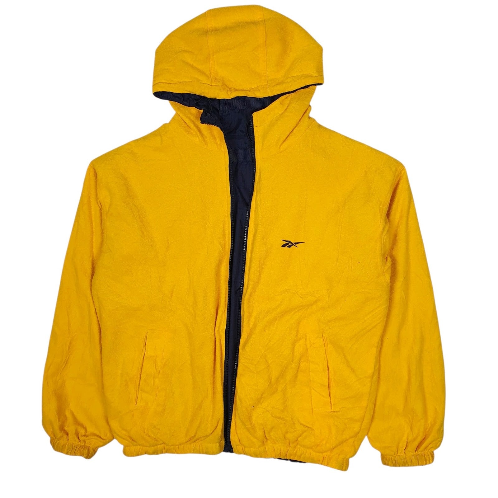 Mens Navy Reebok Reversible Fleece Lined Hoodie Coat