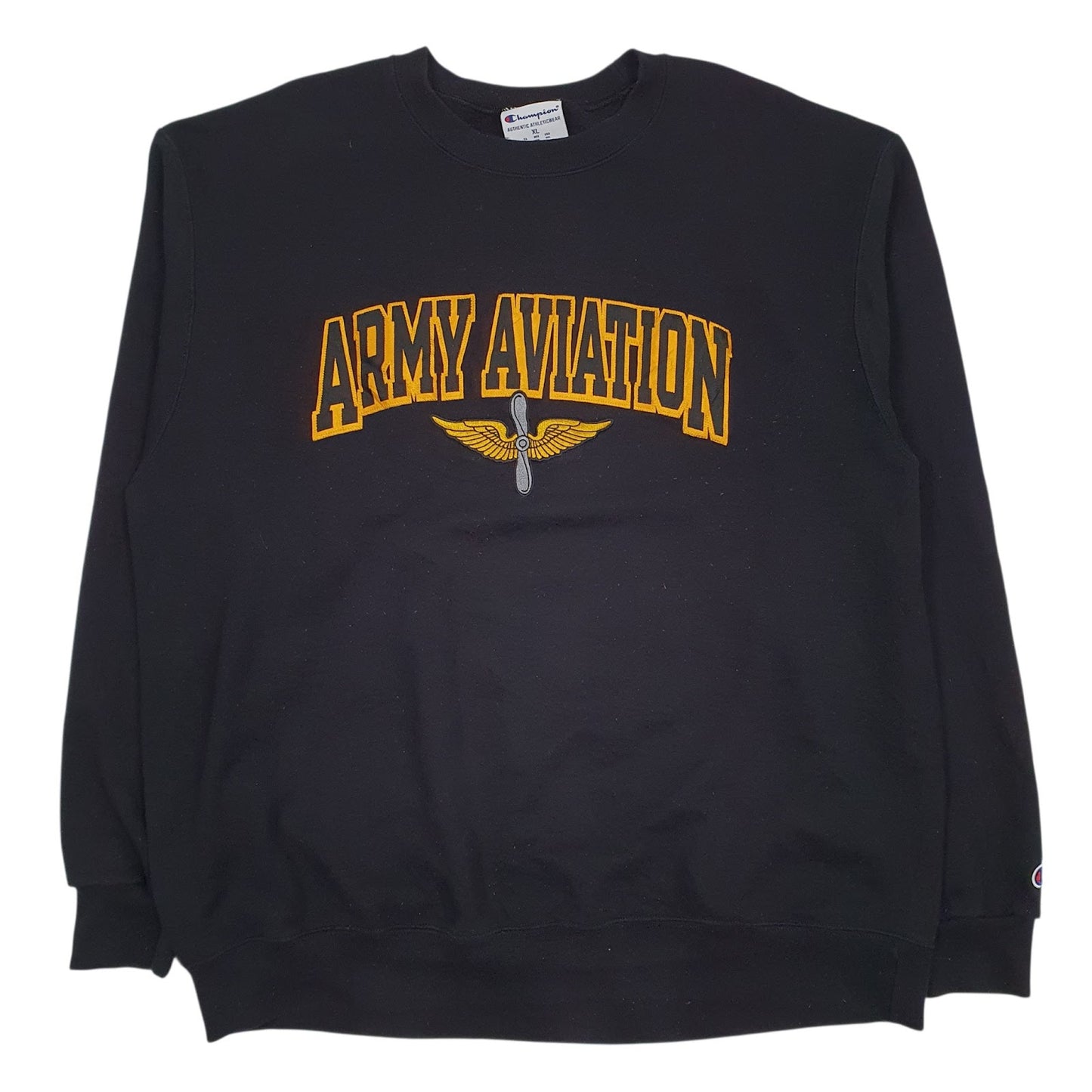 Mens Black Champion Army Aviation Crewneck Jumper