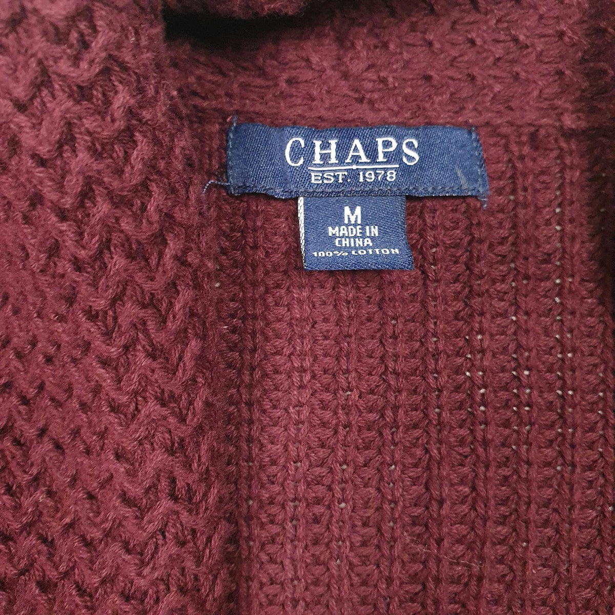 Womens Burgundy Chaps Knit Robe Cardigan Jumper