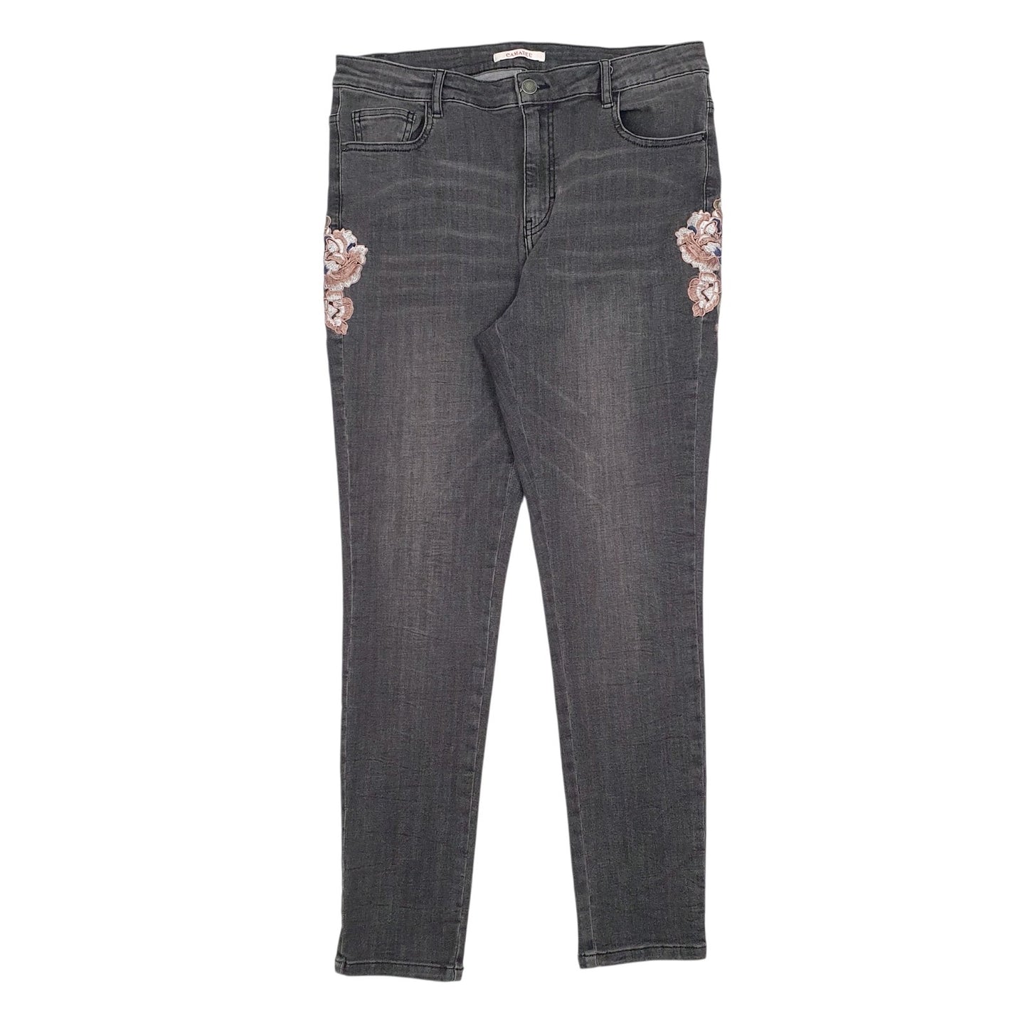 Womens Grey Camaieu Embroidered Casual JeansW33 L27