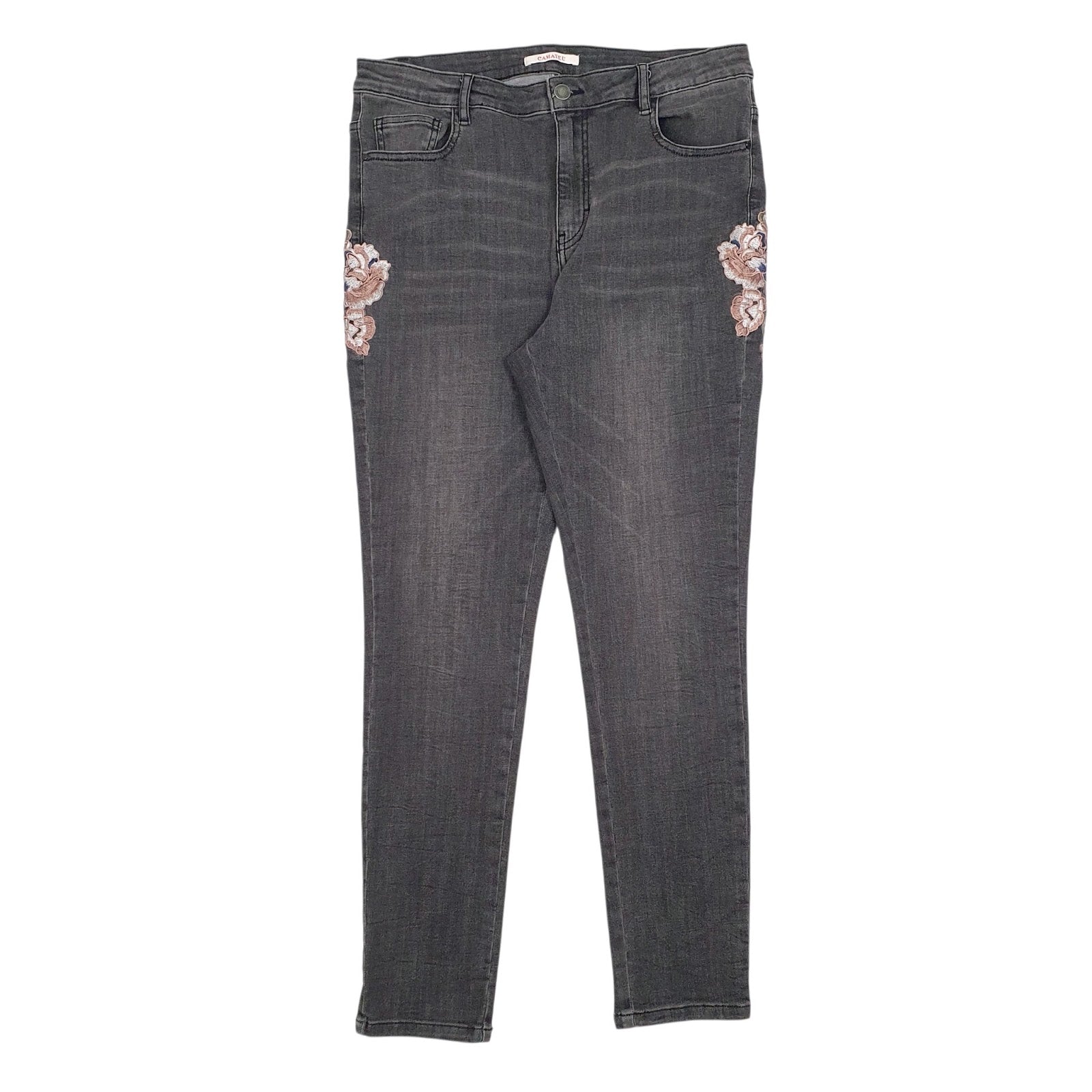 Womens Grey Camaieu Embroidered Casual JeansW33 L27
