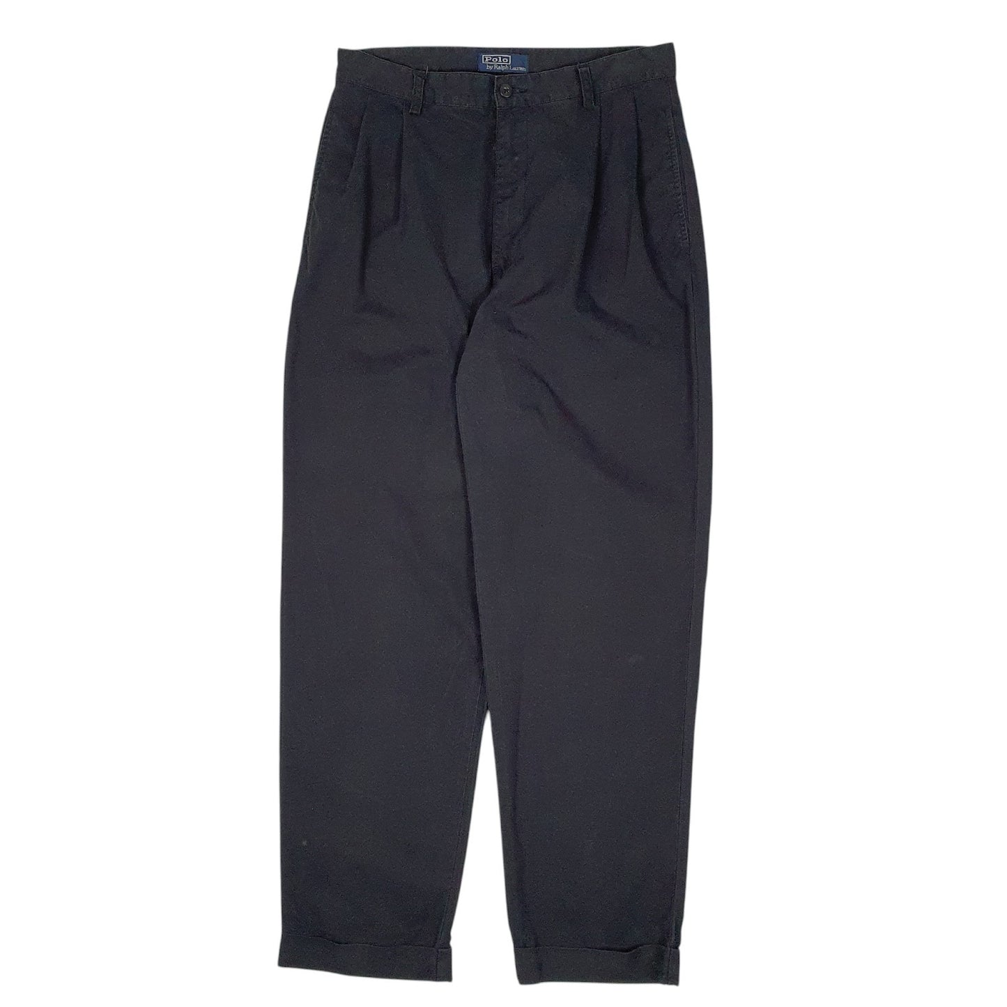 Mens Black Polo Ralph Lauren Hammond Pant Double Pleated Chino Trousers