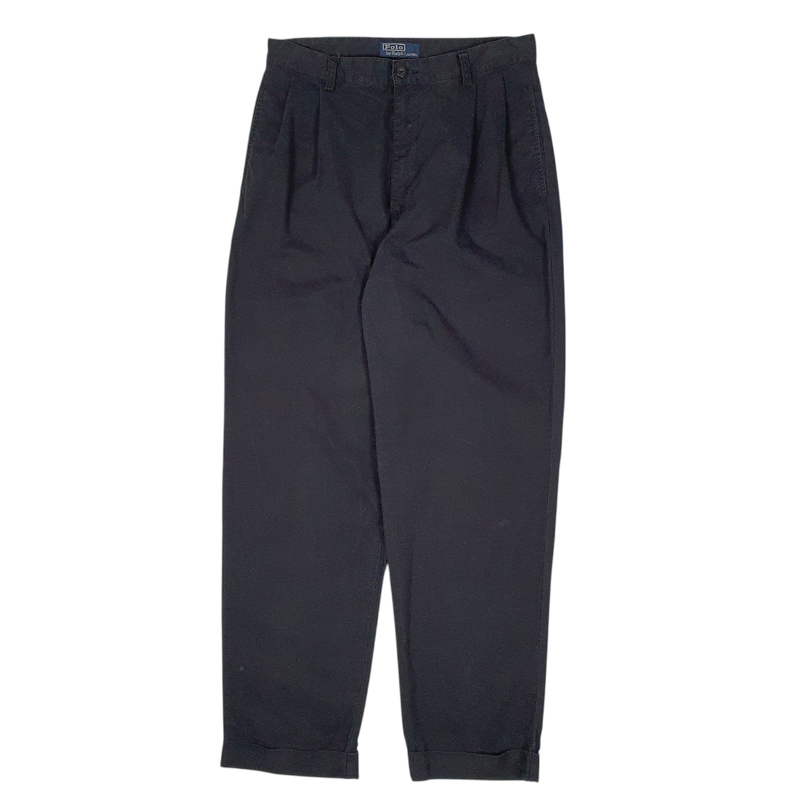 Mens Black Polo Ralph Lauren Hammond Pant Double Pleated Chino Trousers