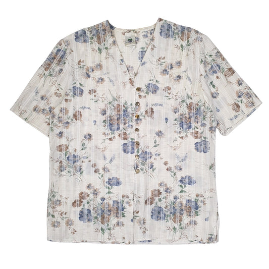 Womens White New Fast Lightweight Floral Short Sleeve Shirt