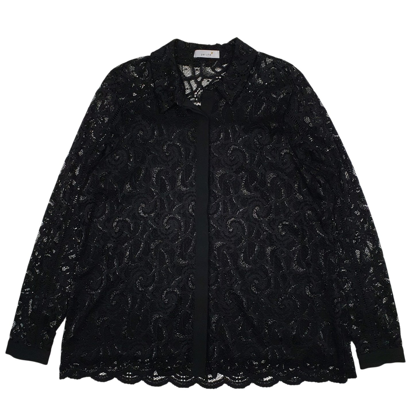 Womens Black M&S Lace Long Sleeve Shirt