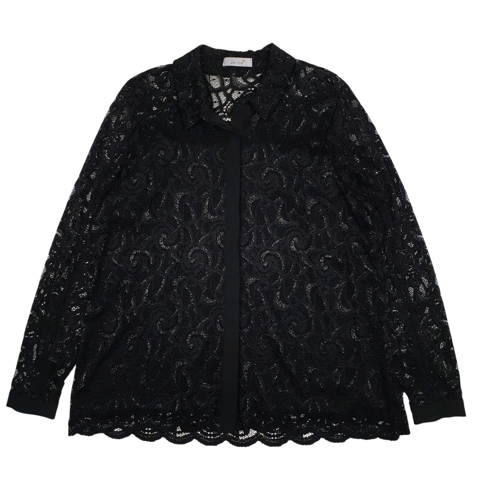 Womens Black M&S Lace Long Sleeve Shirt