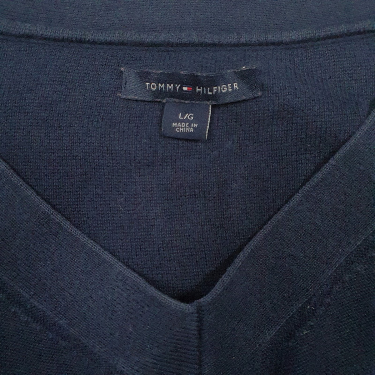 Mens Navy Tommy Hilfiger  V Neck Jumper