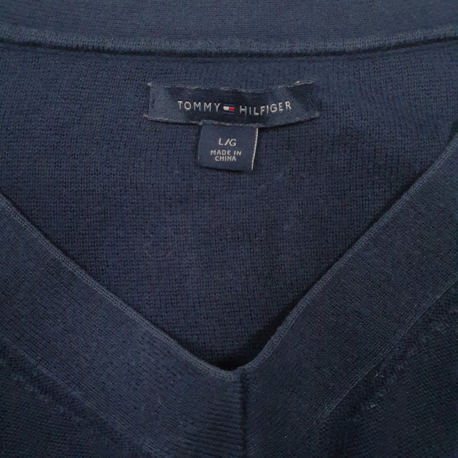 Mens Navy Tommy Hilfiger  V Neck Jumper