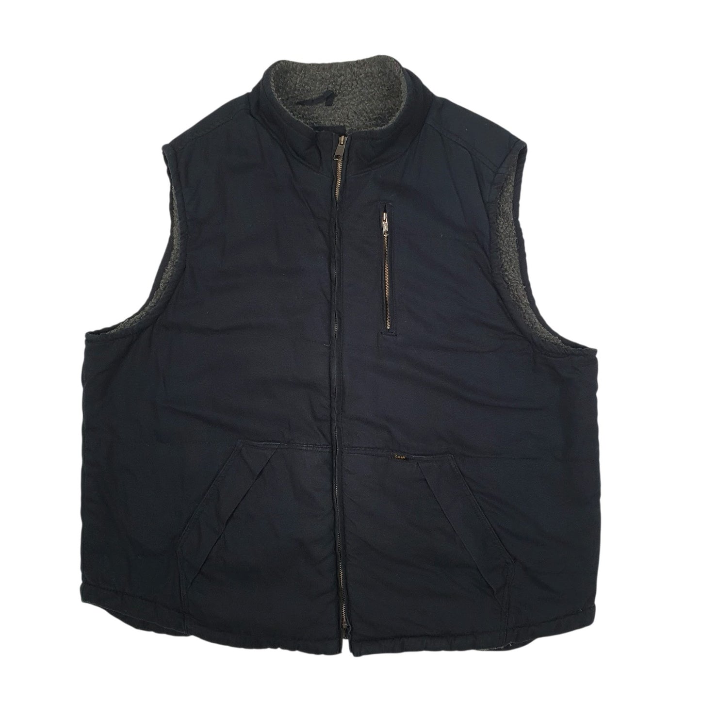 Mens Navy Lee Sherpa Lined Vest Bodywarmer  Coat