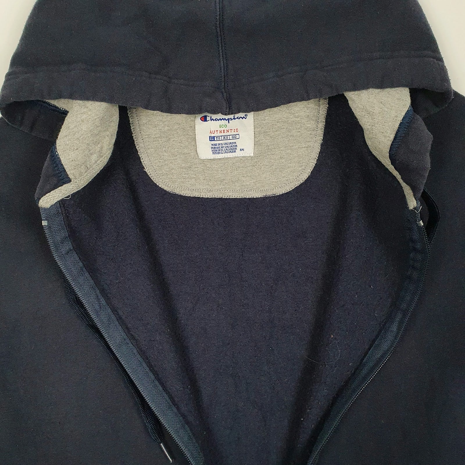 Mens Navy Champion Hoodie Full Zip Jumper