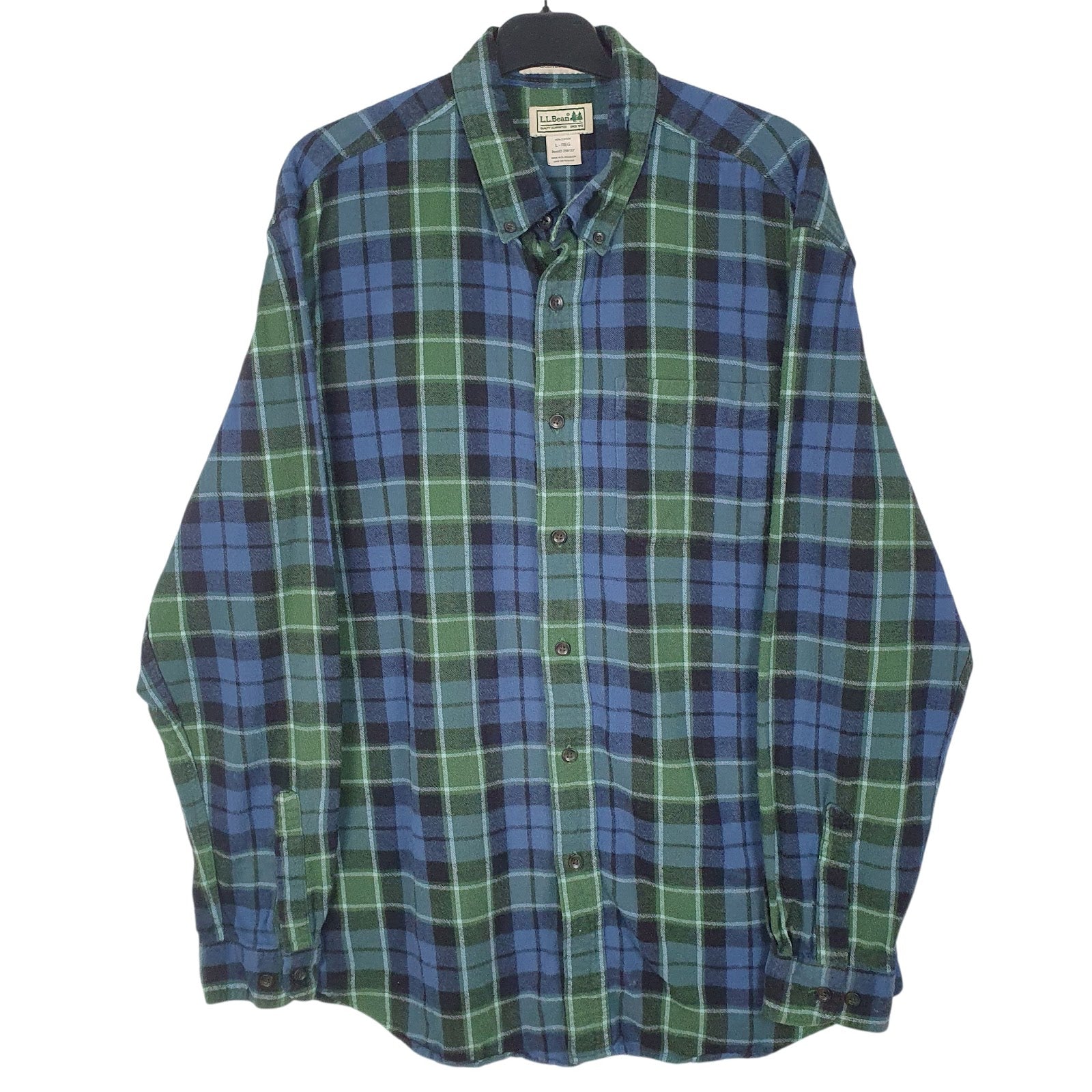 Mens Blue L.L.Bean Flannel Long Sleeve Shirt