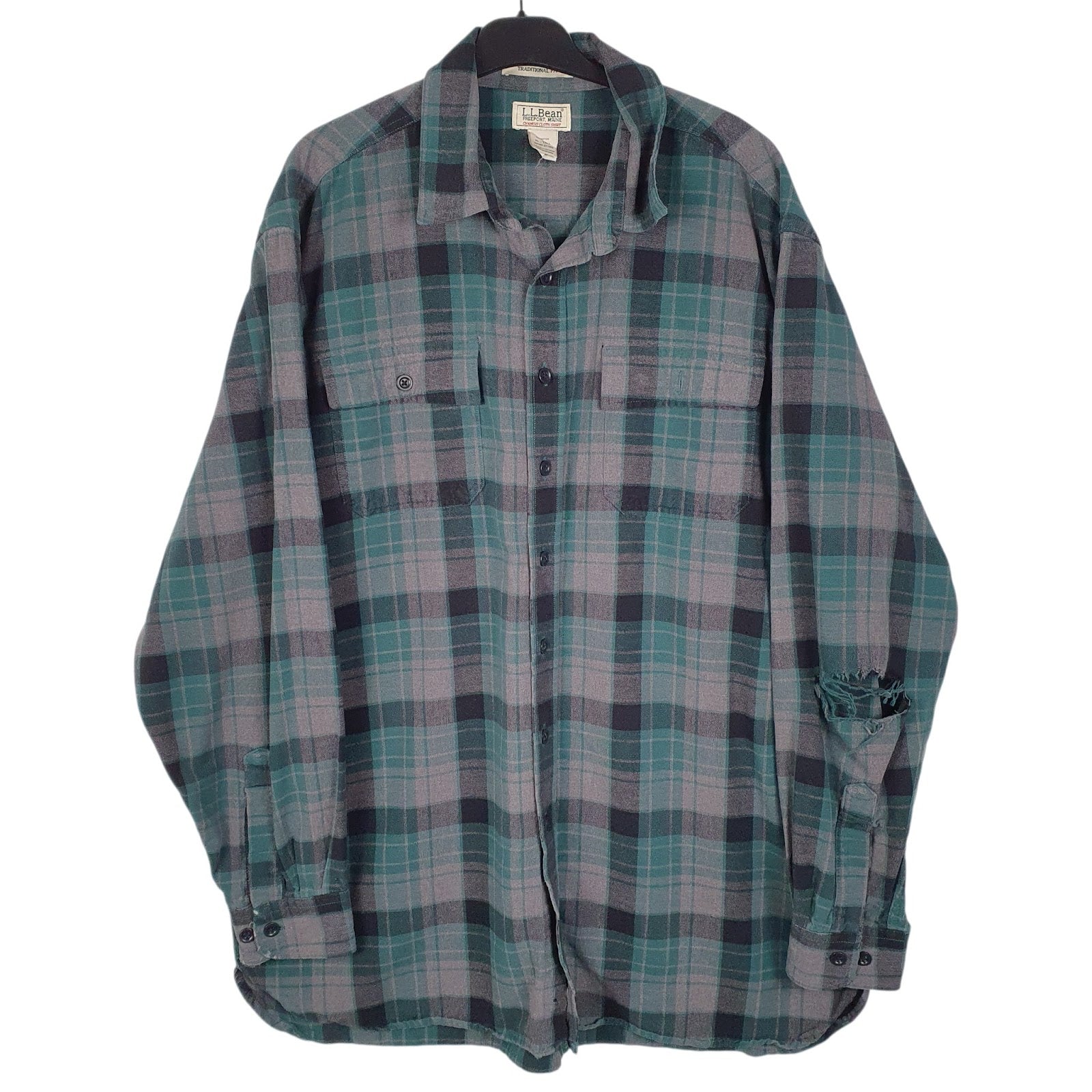 Mens Grey L.L.Bean Chamois Long Sleeve Shirt