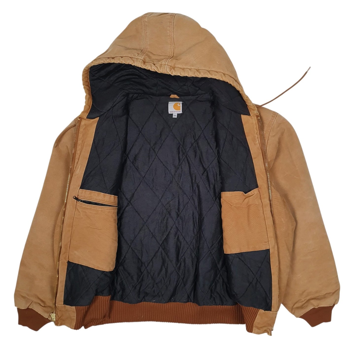 Mens Brown Carhartt Active Made in USA Full Zip Coat