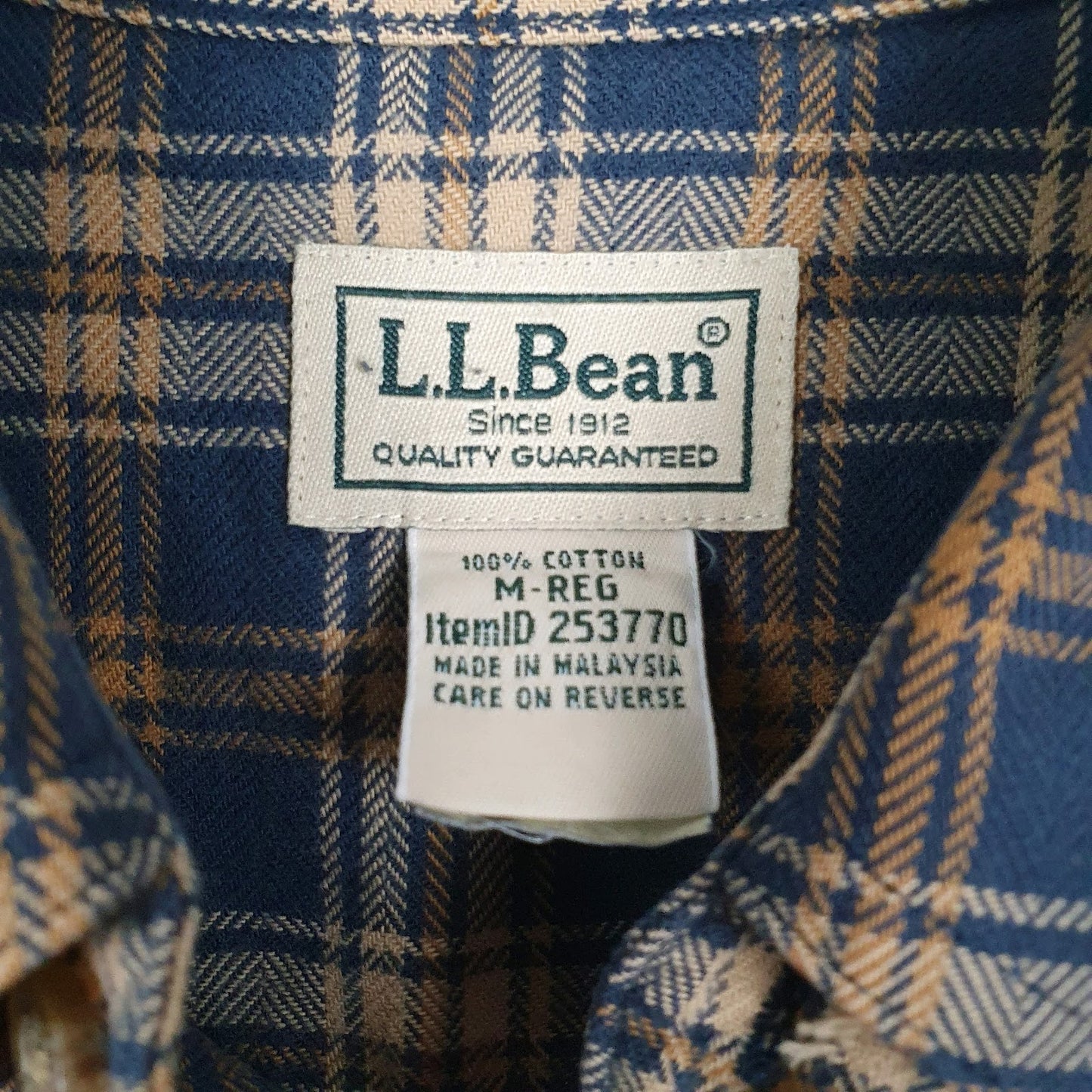 Mens Brown L.L.Bean Flannel  Shirt