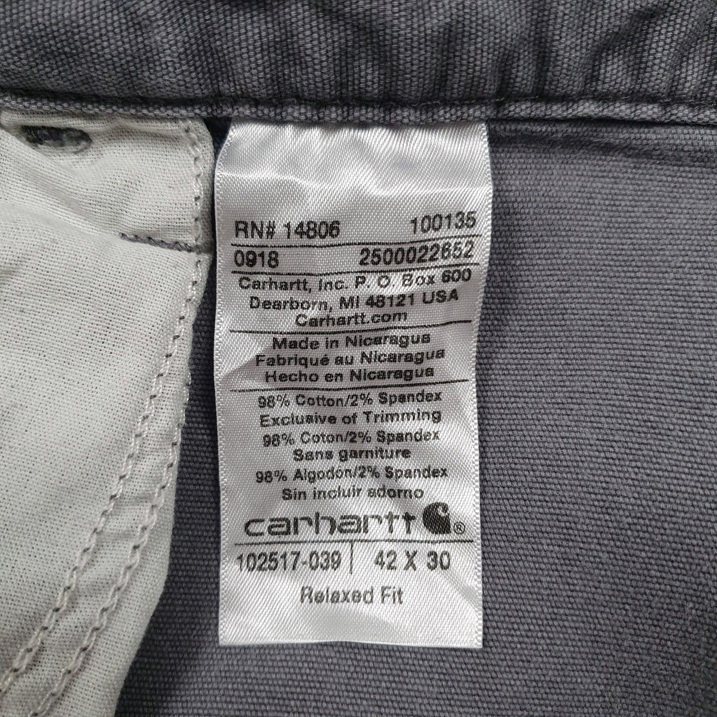 Mens Grey Carhartt   Trousers