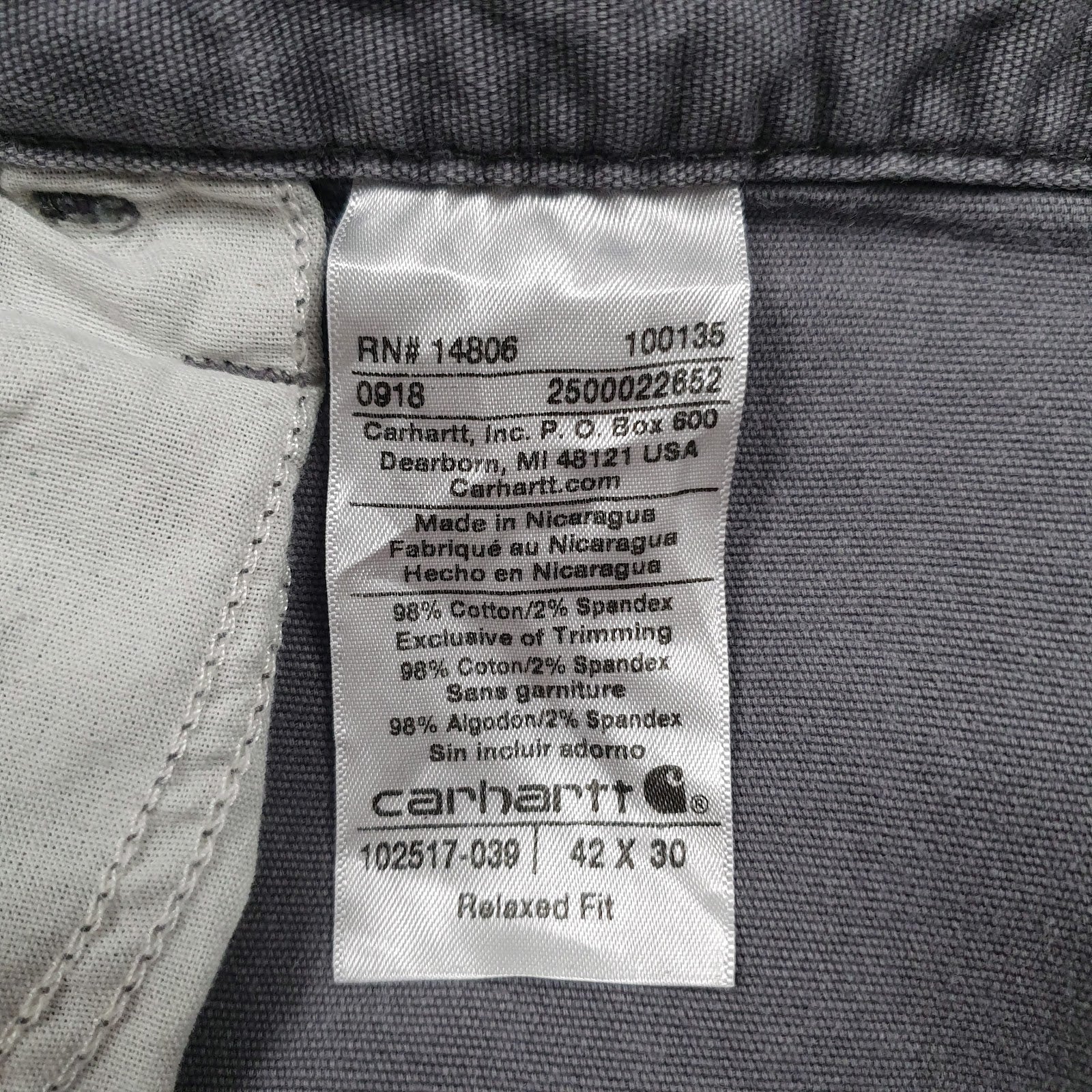 Mens Grey Carhartt   Trousers