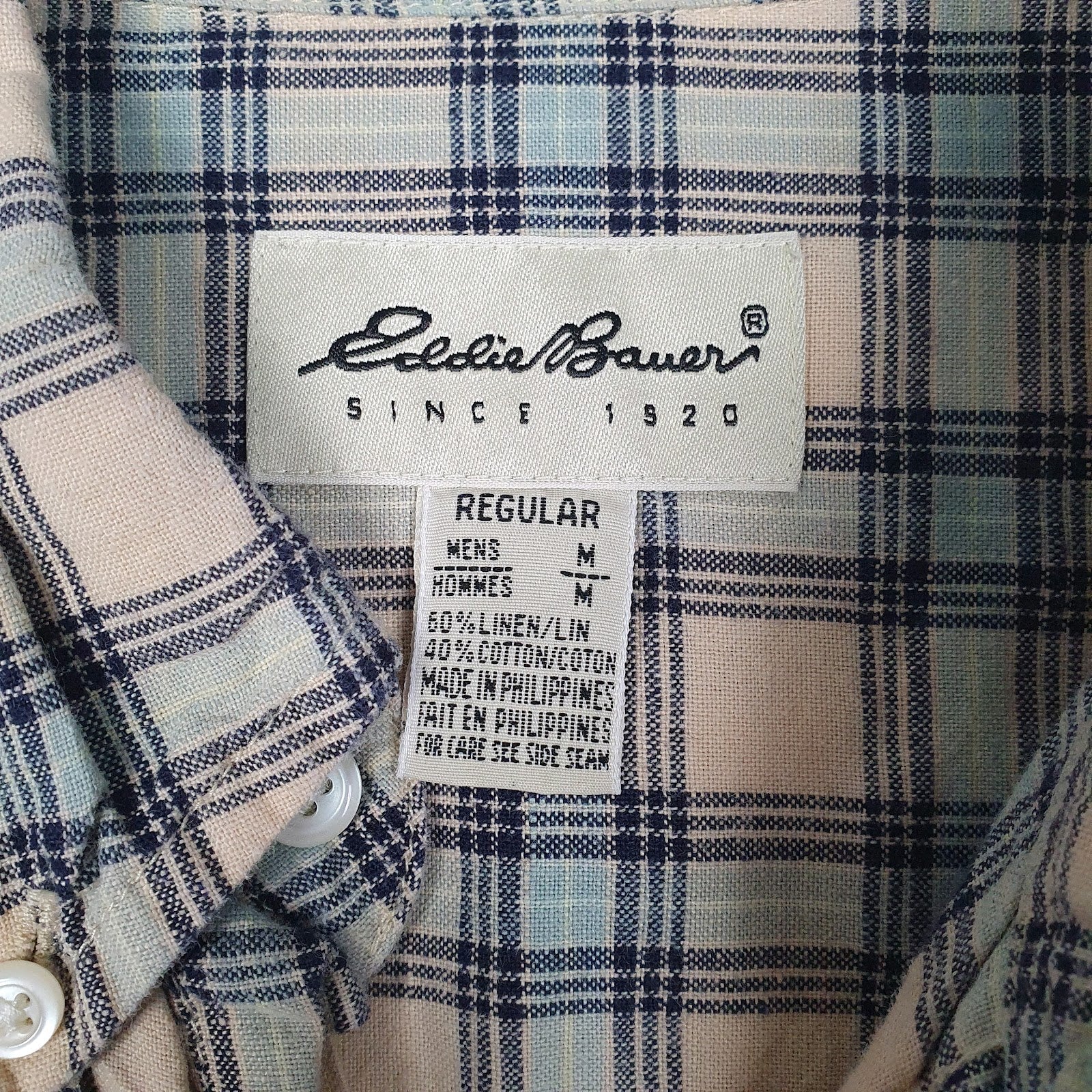 Mens Brown Eddie Bauer Linen Mixture  Shirt