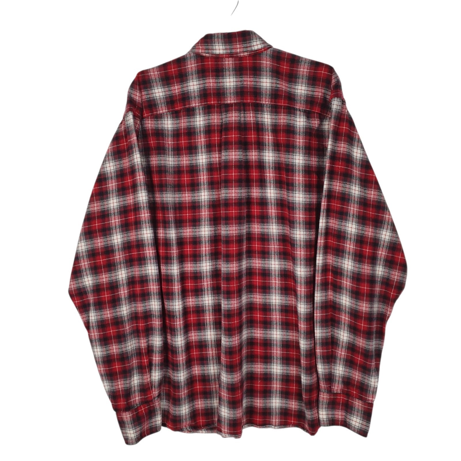 Mens Red Eddie Bauer Thick Flannel Plaid  Shirt