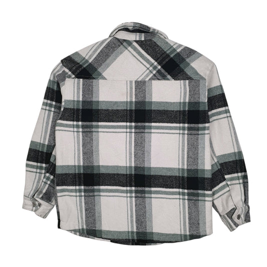 Mens Grey Levis Heavy Plaid Quilt Lined Windbreaker Hoodie Coat