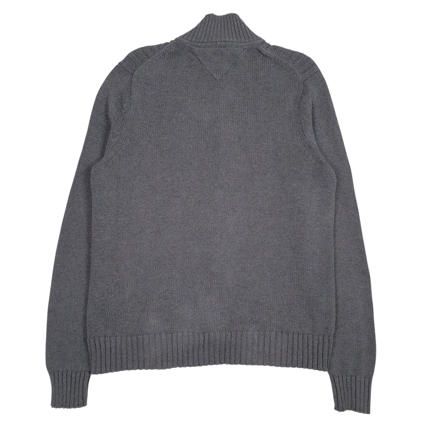 Mens Grey Tommy Hilfiger Heavy Knitwear Full Zip Jumper