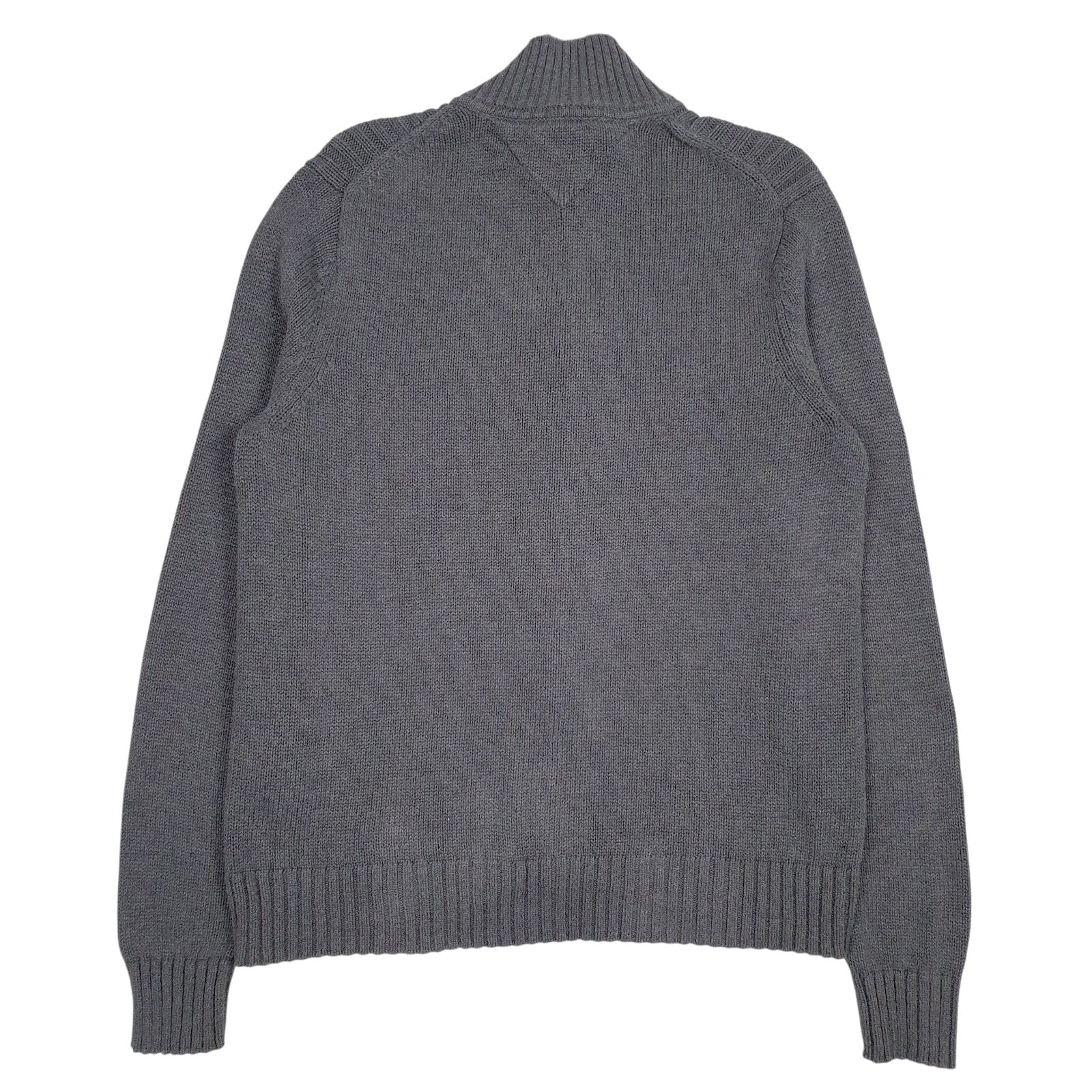 Mens Grey Tommy Hilfiger Heavy Knitwear Full Zip Jumper