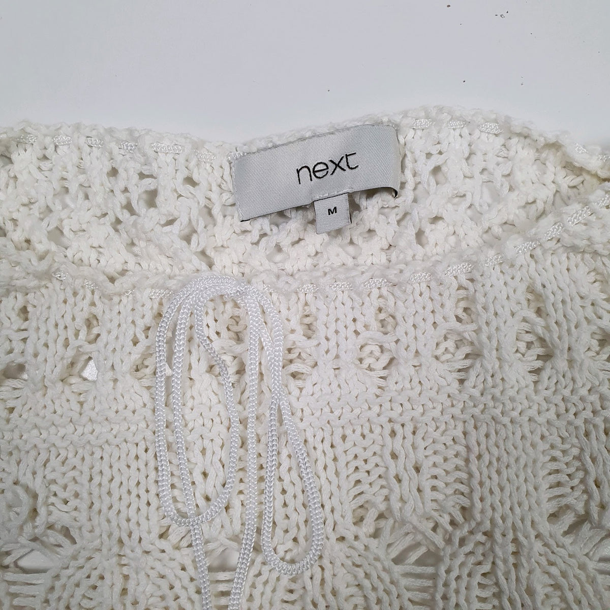 Womens White Next Mesh Shear Crewneck Jumper