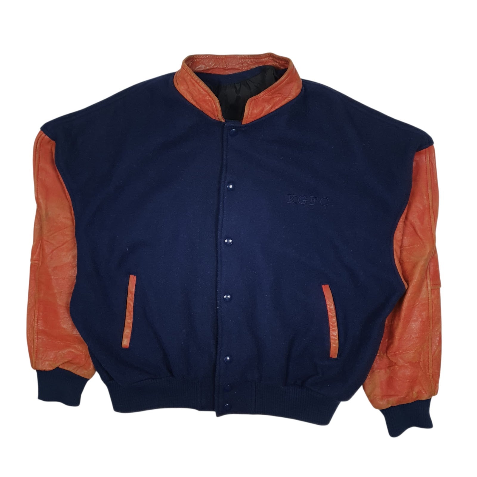 Mens Navy Plain T Simple Vintage 90s Varsity College Bomber  Coat
