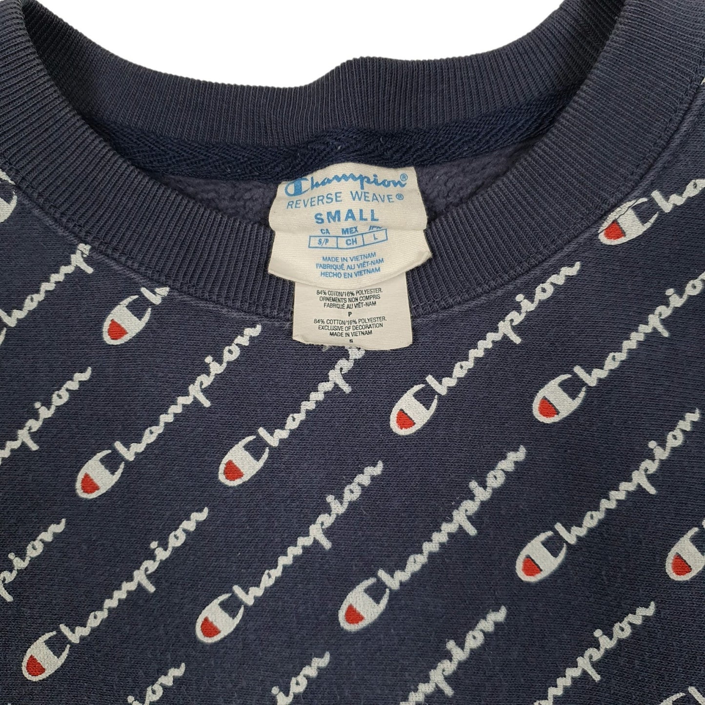 Womens Navy Champion Baggy Crop Top Reverse Weave Crewneck Jumper