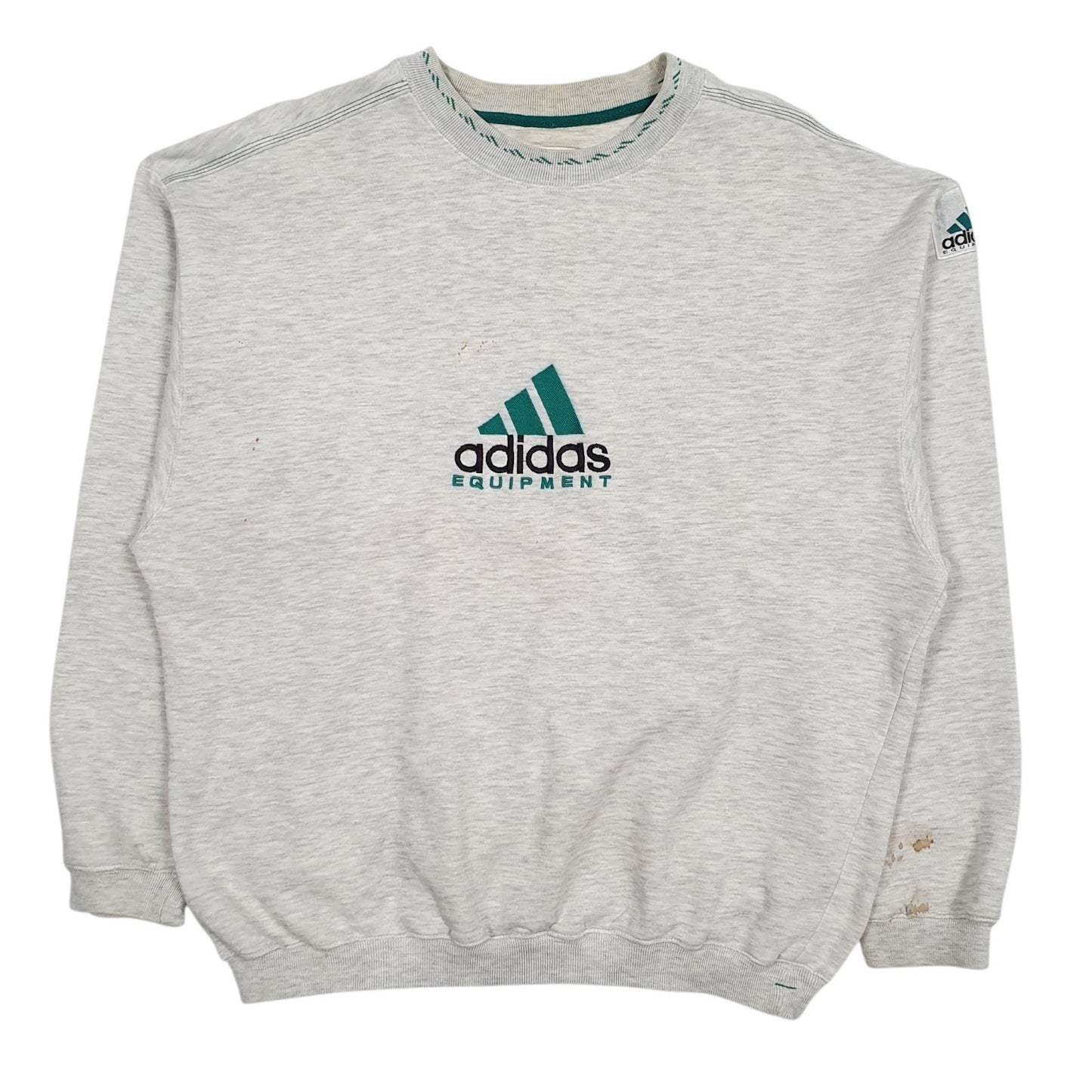 Mens Grey Adidas Equipment Vintage 90s Spellout Crewneck Jumper