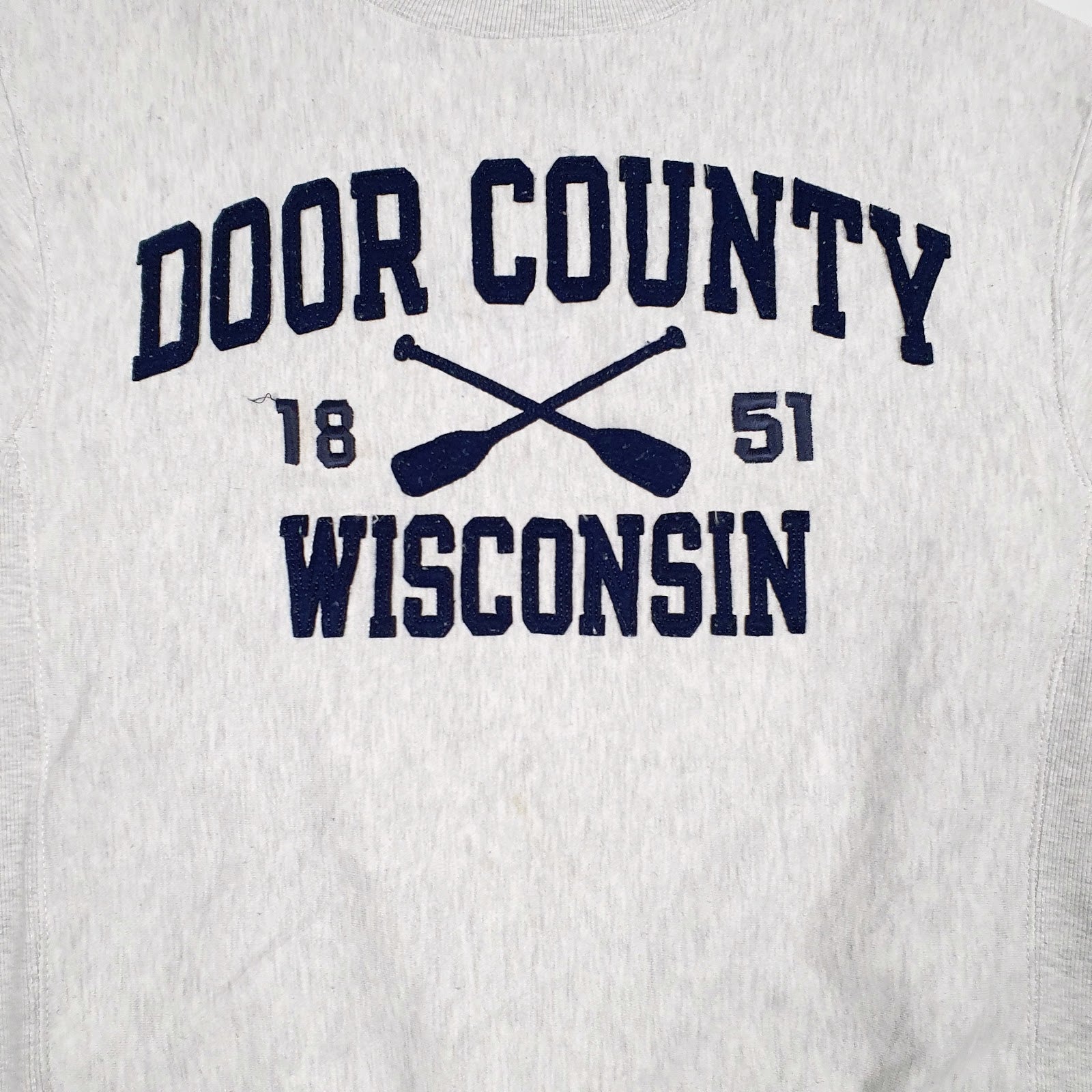 Mens Grey Blue 84 Door County Wisconsin Crewneck Jumper