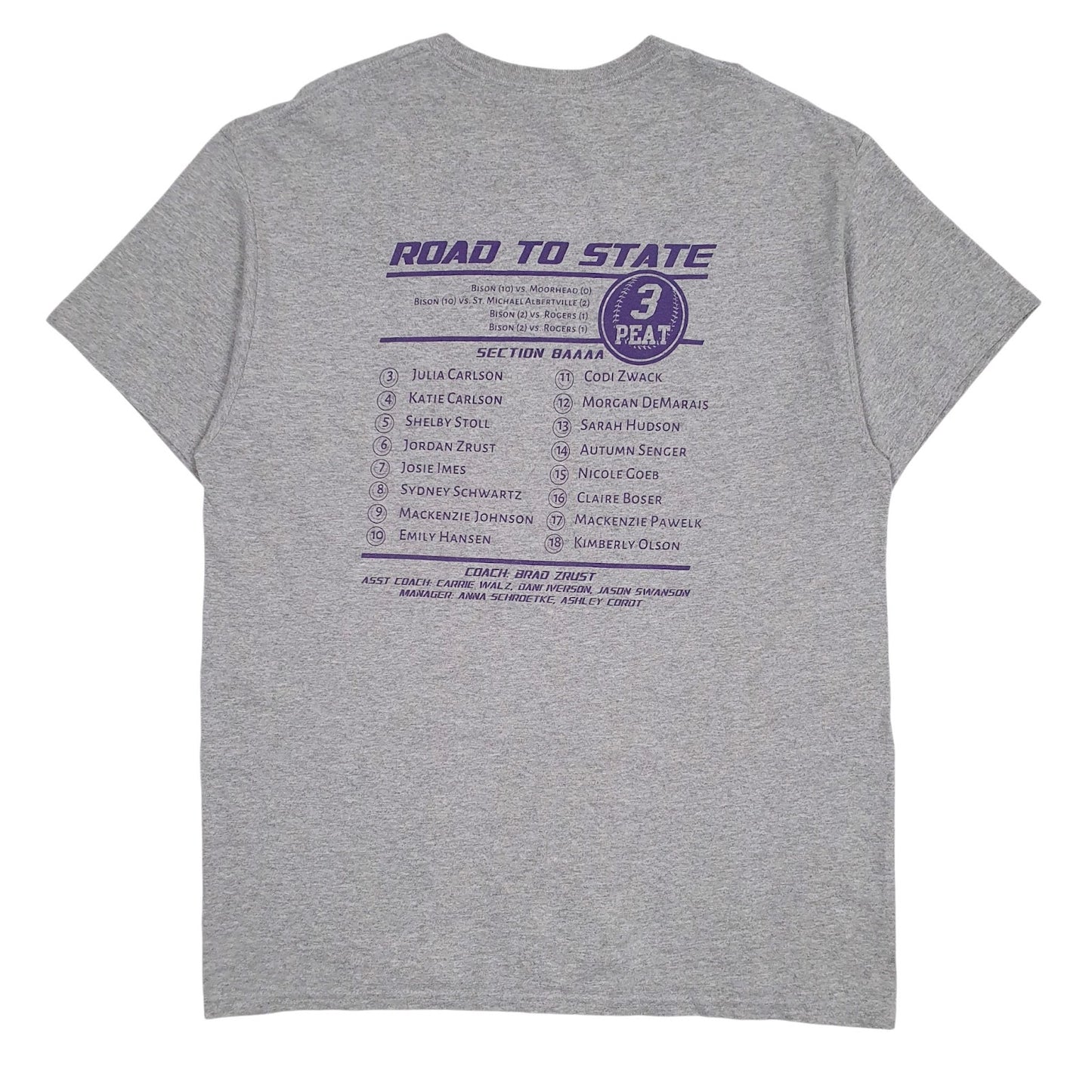 Mens Grey Gildan Buffalo Bison Softball  T Shirt