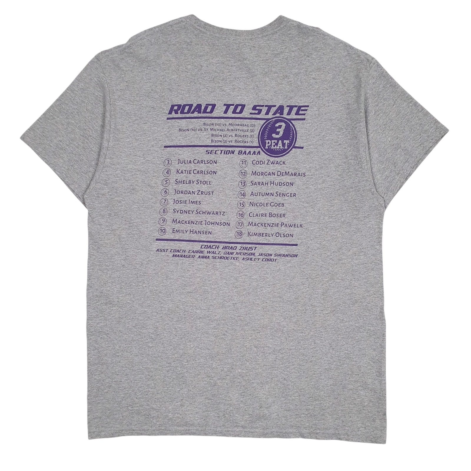 Mens Grey Gildan Buffalo Bison Softball  T Shirt