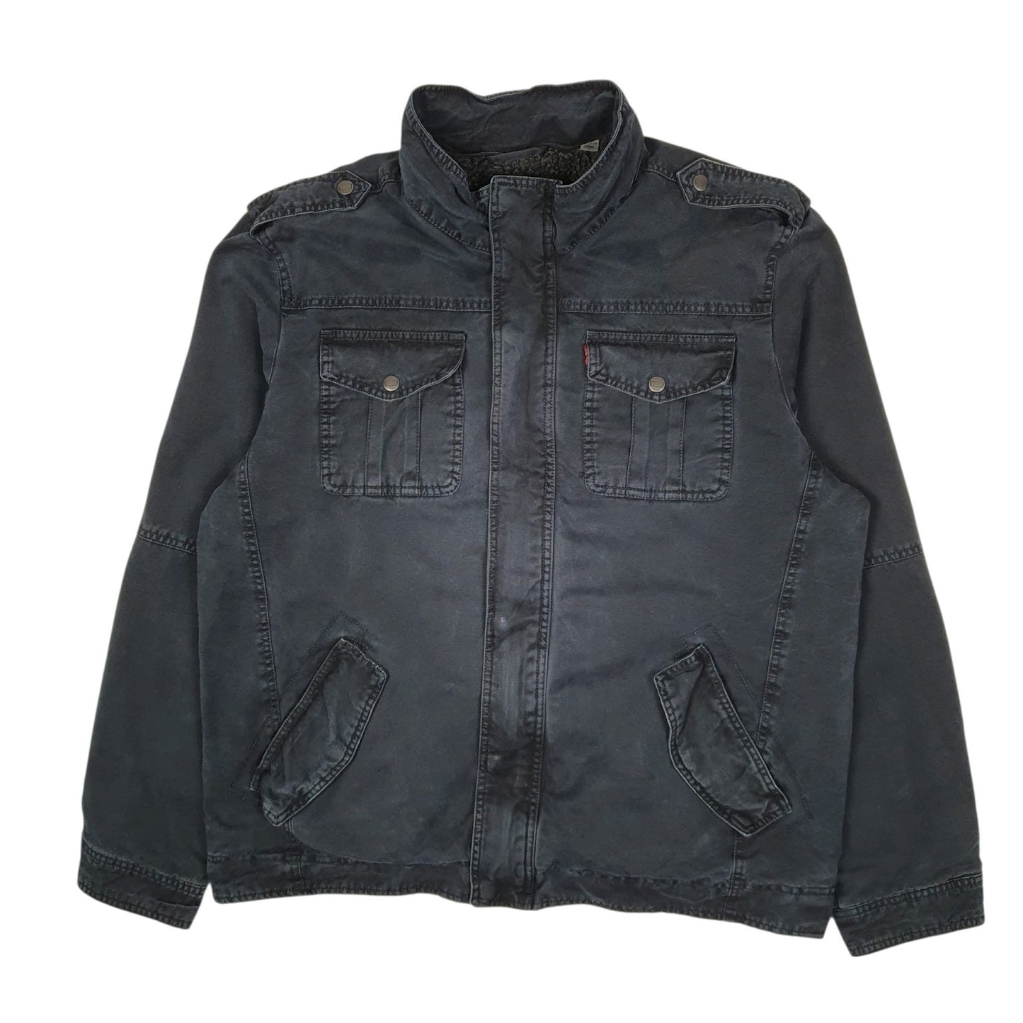 Mens Navy Levis Military Bomber Sherpa Lined  Coat