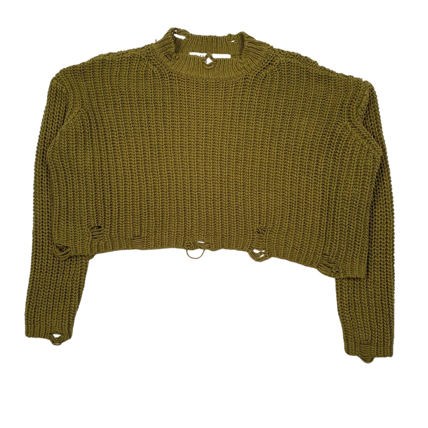 Womens Green Zara Cropped Knit Crewneck Jumper