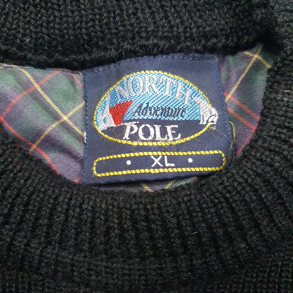 Mens Black North Pole Vintage Knit Crewneck Jumper