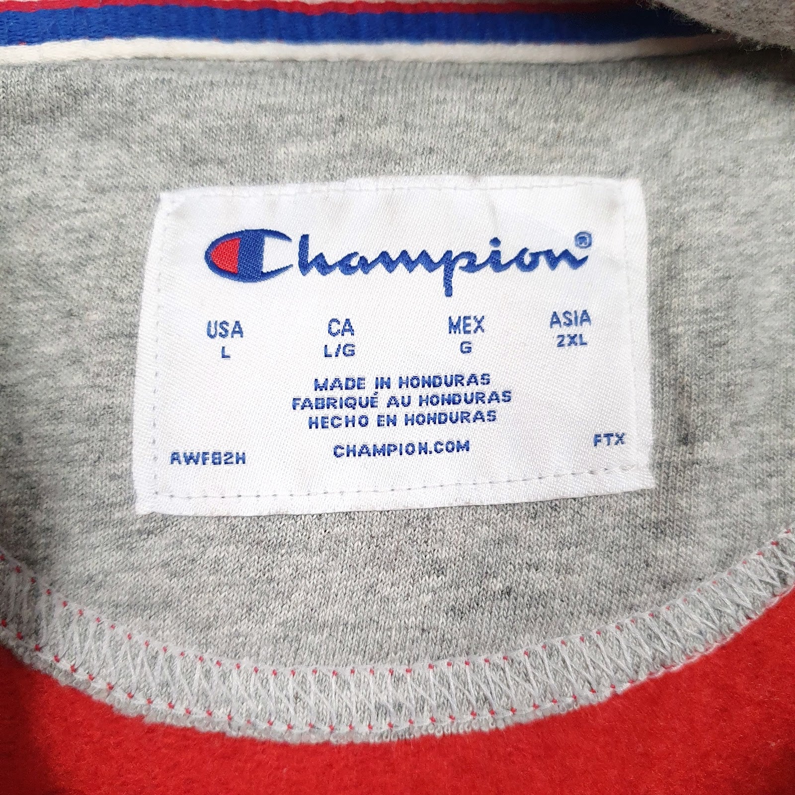 Mens Red Champion Spellout Hoodie Jumper